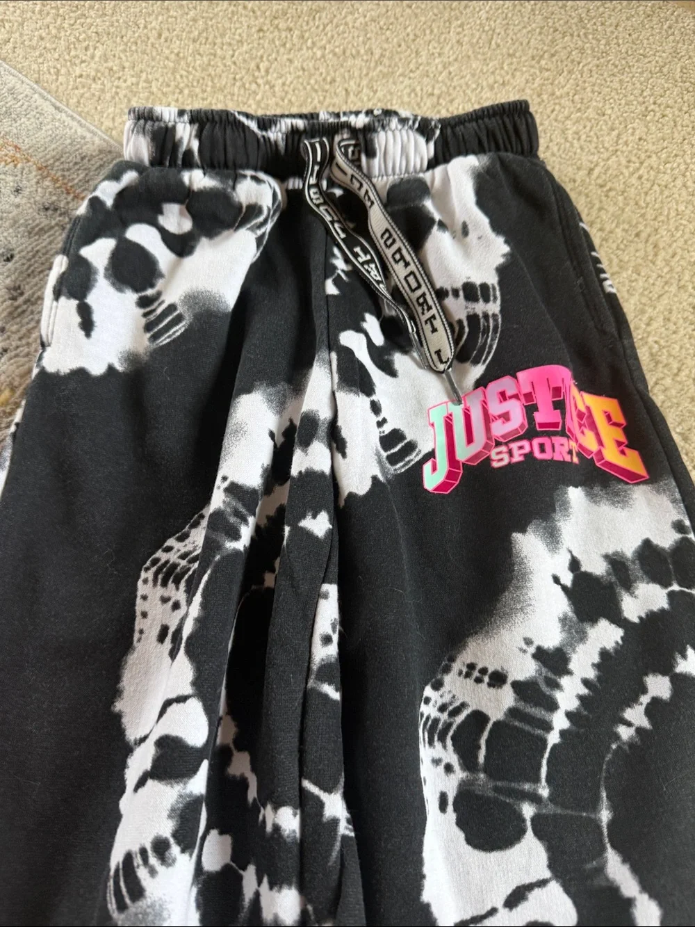 Justice Tie-Dye Sweatpants in Pink and Black